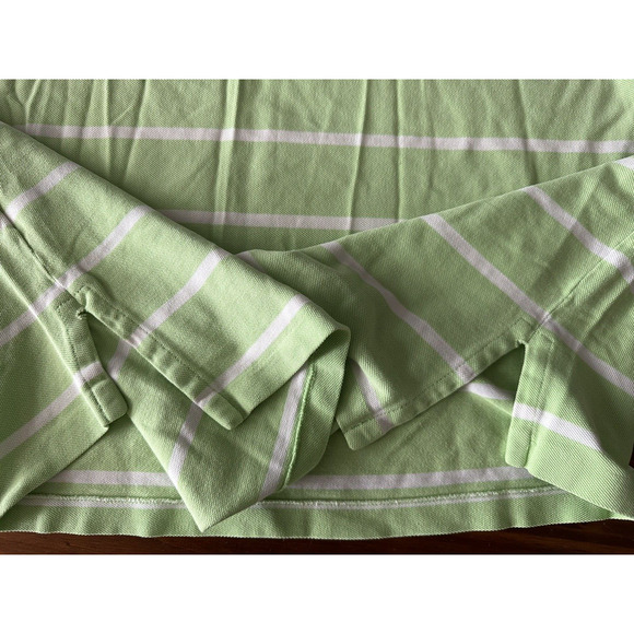 Ralph Lauren Polo Golf Shirt Mens XL Green/White Stripe Orange Pony Short Sleeve - Picture 9 of 10